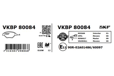 Brake Pad Set, disc brake VKBP 80084