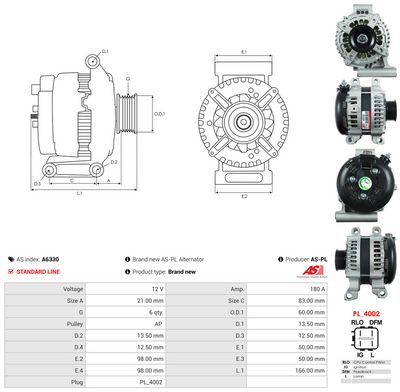 GENERATOR / ALTERNATOR AS-PL A6330 4
