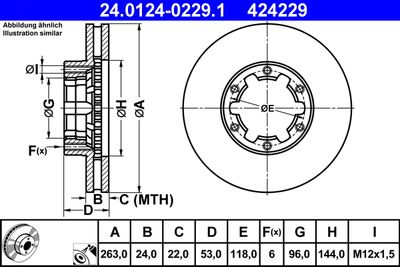 Тормозной диск ATE 24.0124-0229.1 для NISSAN TRADE