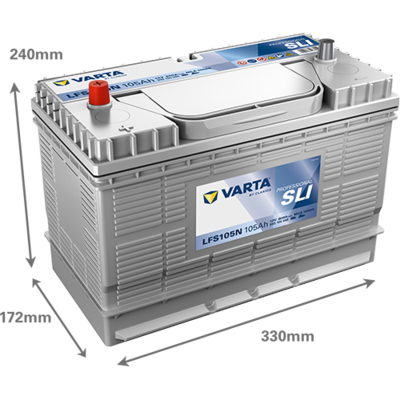 Batterij VARTA 12V 105Ah (EN) PROFESSIONALl STARTER SLI L+ Standaard terminal 330x172x240mm, B01 - montageflens 10,5 mm beginnen