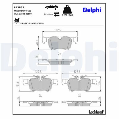 BREMSBELAGSATZ SCHEIBENBREMSE DELPHI LP3833 2