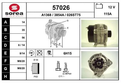 Генератор EAI 57026 для CHRYSLER VOYAGER