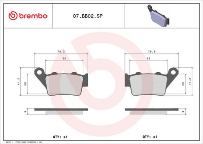 BREMSBELAGSATZ SCHEIBENBREMSE BREMBO 07BB02SP 1