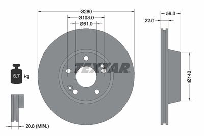 Тормозной диск TEXTAR 92036300 для RENAULT 25