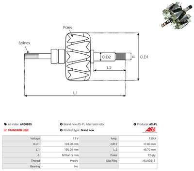 Rotor, generátor AS-PL AR0088S