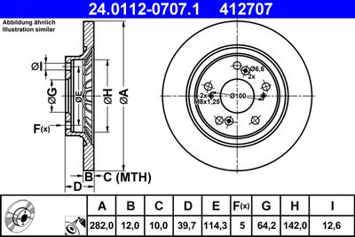 Тормозной диск ATE 24.0112-0707.1 для HONDA S2000
