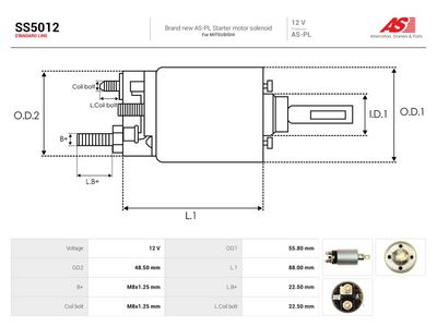 Solenoid, startmotor AS-PL SS5012 för MITSUBISHI