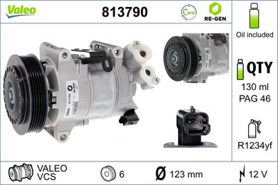VALEO Compressor, airconditioning VALEO RE-GEN REMANUFACTURED (813790)