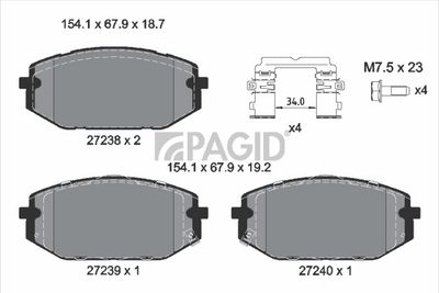 комплект спирачно феродо, дискови спирачки PAGID T4661N