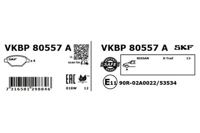 Комплект тормозных колодок, дисковый тормоз VKBP 80557 A