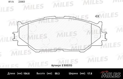 Комплект тормозных колодок, дисковый тормоз MILES E500313 для LEXUS IS