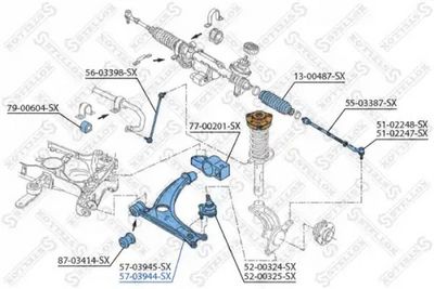 носач, окачване на колелата STELLOX 57-03944-SX