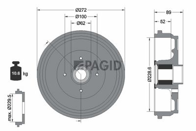 Brzdový buben PAGID 61392N