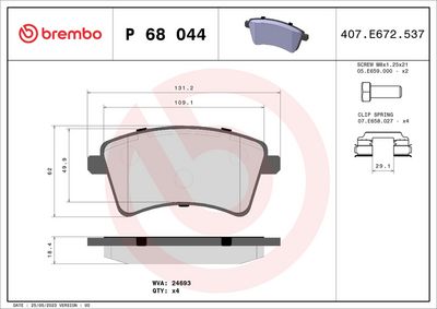 Brake Pad Set, disc brake P 68 044