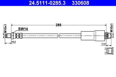 Тормозной шланг ATE 24.5111-0285.3 для RENAULT SAFRANE