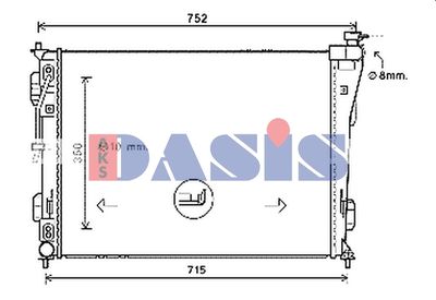 Радиатор, охлаждение двигателя AKS DASIS 510186N для HYUNDAI GRANDEUR