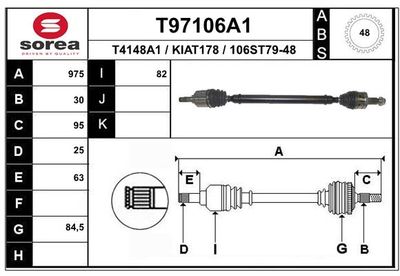 Приводной вал EAI T97106A1 для HYUNDAI TUCSON