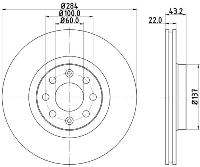 Тормозной диск HELLA 8DD 355 112-601 для FIAT GRANDE