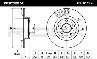 спирачен диск RIDEX 82B0399
