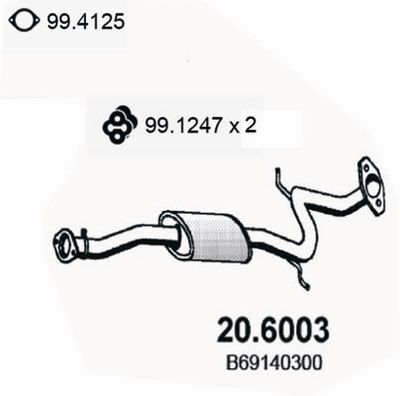 Средний глушитель выхлопных газов ASSO 20.6003 для MAZDA MX-3
