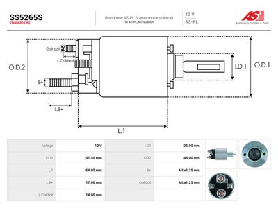 AS-PL - Elektromagnetický spínač, štartér , SS5265S