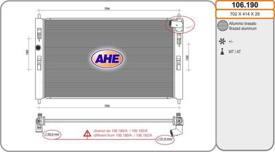 Радиатор, охлаждение двигателя AHE 106.190 для MITSUBISHI ASX