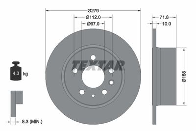 Тормозной диск TEXTAR 92032600 для MERCEDES-BENZ CABRIOLET