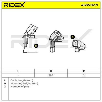 датчик, обороти на колелото RIDEX 412W0271