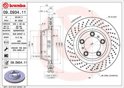 BREMBO Bremsscheibe PRIME LINE - UV Coated (09.D934.11)