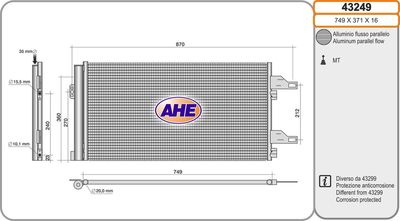 AHE 43249 Радиатор кондиционера  для FIAT DUCATO (Фиат Дукато)