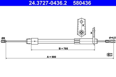Тросик, cтояночный тормоз ATE 24.3727-0436.2 для MERCEDES-BENZ C-CLASS