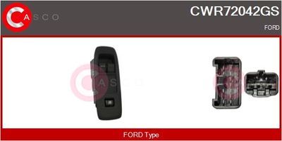 CASCO CWR72042GS Кнопка стеклоподьемника  для FORD RANGER (Форд Рангер)