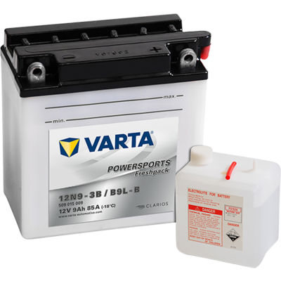 Batterij Beginnen/Droog geladen met zuur/Zuur (beperkte verkoop aan consumenten) VARTA 12V 9Ah 85A R+ Onderhoud elektrolyt inbegrepen 136x76x140mm Droog geladen met zuur YB9L-B