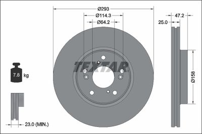 Тормозной диск TEXTAR 92321303 для HONDA HR-V
