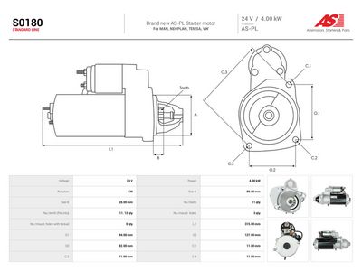 Startmotor AS-PL AST S0180