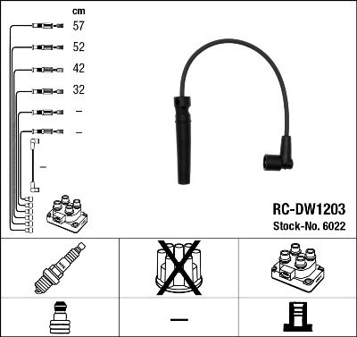 Комплект проводов зажигания NGK 6022 для CHEVROLET NUBIRA