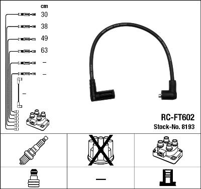 Комплект проводов зажигания NGK 8193 для FIAT PUNTO