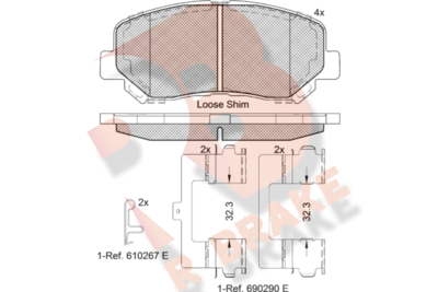 Комплект тормозных колодок, дисковый тормоз R BRAKE RB2196-200 для DODGE DART