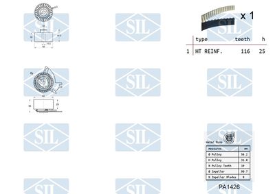SET POMPA APA + CUREA DINTATA Saleri SIL K2PA1426 1