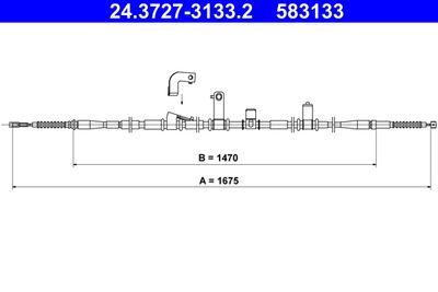 Тросик, cтояночный тормоз ATE 24.3727-3133.2 для HYUNDAI SANTA FE