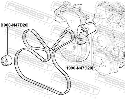 Deflection/Guide Pulley, V-ribbed belt 1988-N47D20