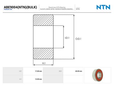 AS-PL - Ložisko HITACHI, MERCEDES-BENZ, MITSUBISHI, CHRYSLER, … , ABE9004(NTN)(BULK)