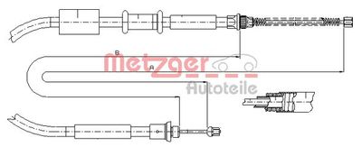 Тросик, cтояночный тормоз METZGER 1281P1 для FIAT PUNTO