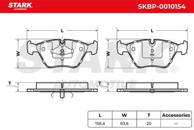 комплект спирачно феродо, дискови спирачки STARK SKBP-0010154