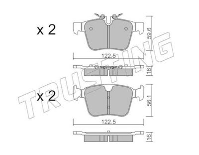 Sada brzdových destiček, kotoučová brzda TRUSTING 1122.0