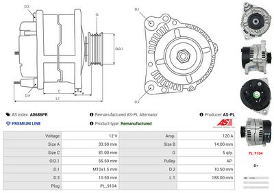 GENERATOR / ALTERNATOR AS-PL A0686PR 4