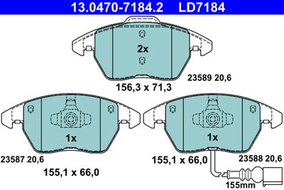 Bromsbeläggssats, skivbroms ATE 13.0470-7184.2