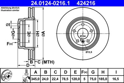 Тормозной диск ATE 24.0124-0216.1 для BMW X5