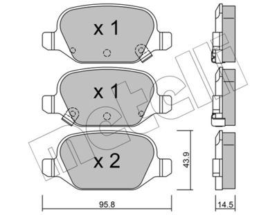 Комплект тормозных колодок, дисковый тормоз METELLI 22-0324-5 для FIAT PANDA