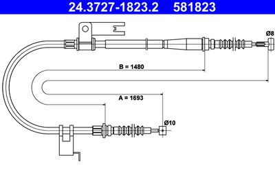 Тросик, cтояночный тормоз ATE 24.3727-1823.2 для MAZDA 626